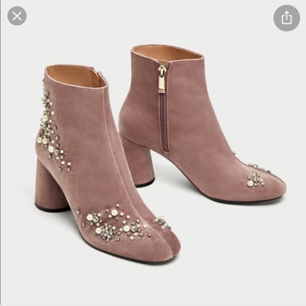 Velvet Pearls rose pink Zara boots
